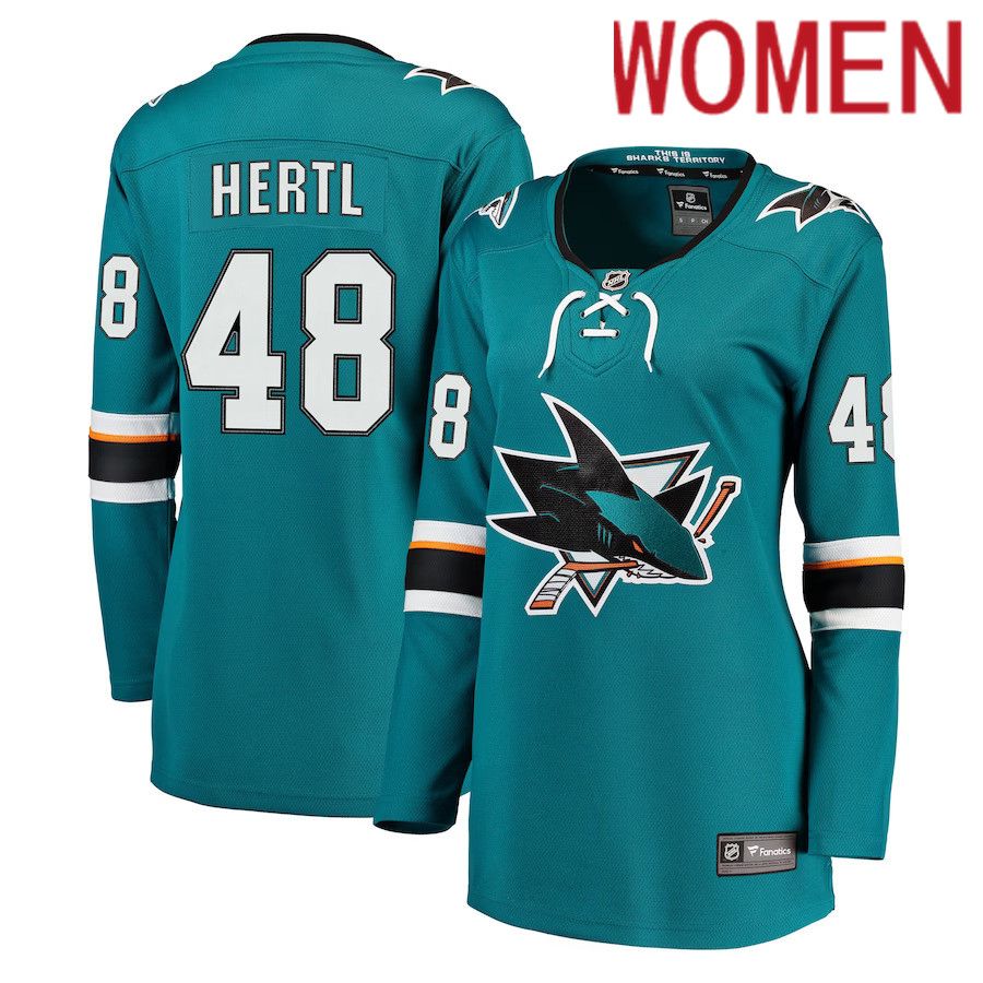 Women San Jose Sharks #48 Tomas Hertl Fanatics Branded Teal Home Premier Breakaway Player NHL Jersey->women nhl jersey->Women Jersey